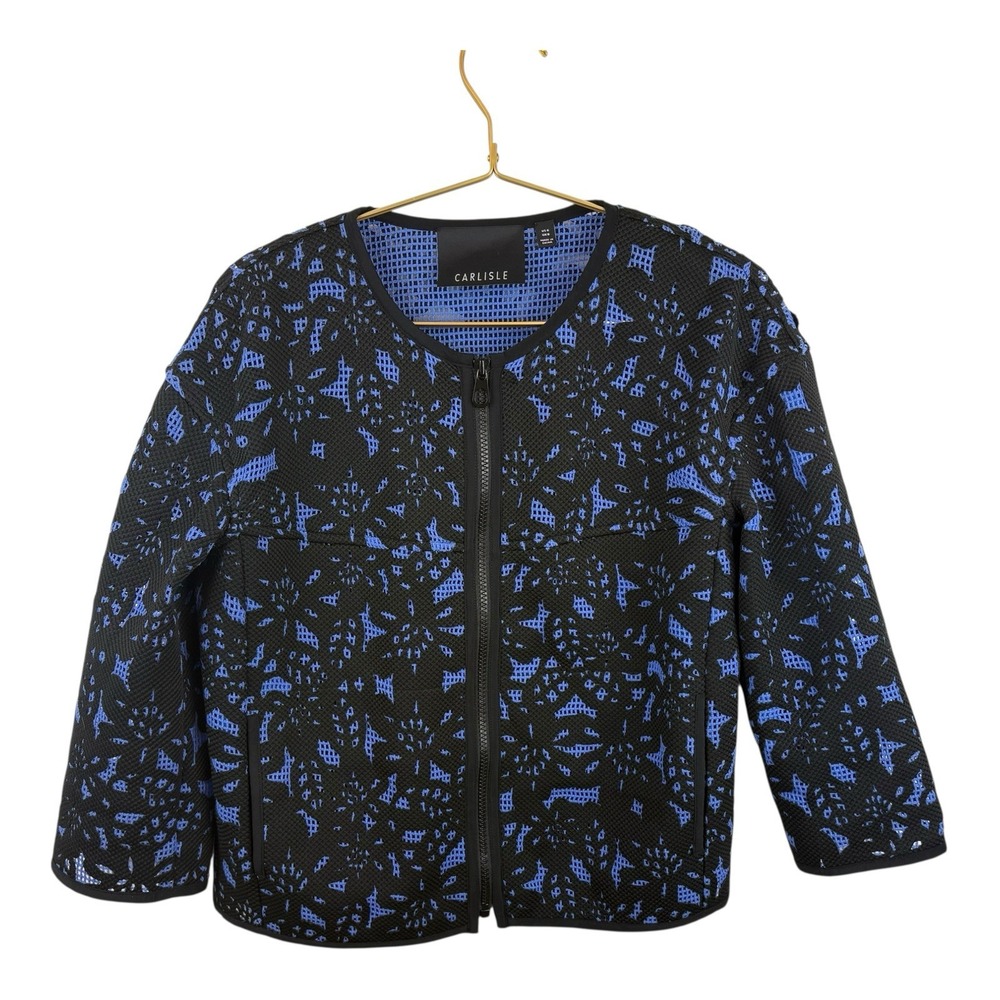 Carlisle Black Blue Eyelet Jacket Workwear Size 6 / M